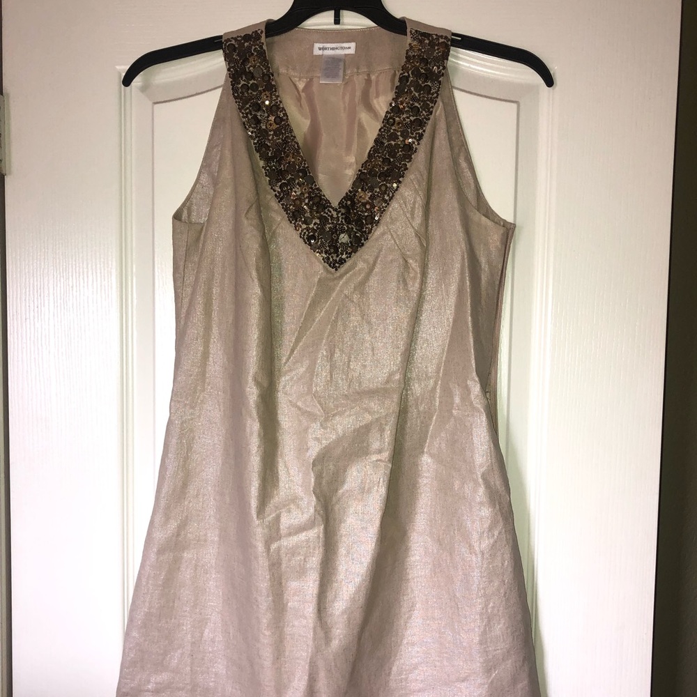 Gold sequin collared dress